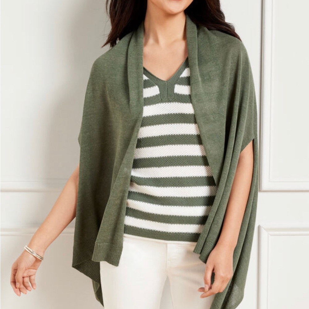 NWT TALBOTS JERSEY STITCH TRAVEL RUANA XS/S